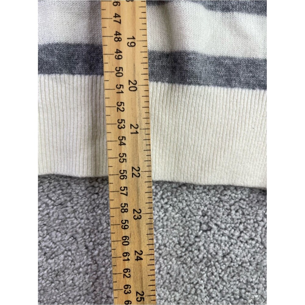 Madewell Crewneck Sweater in Cashmere XL Ivory Heather Gray Stripe Relaxed Fit - Picture 11 of 11